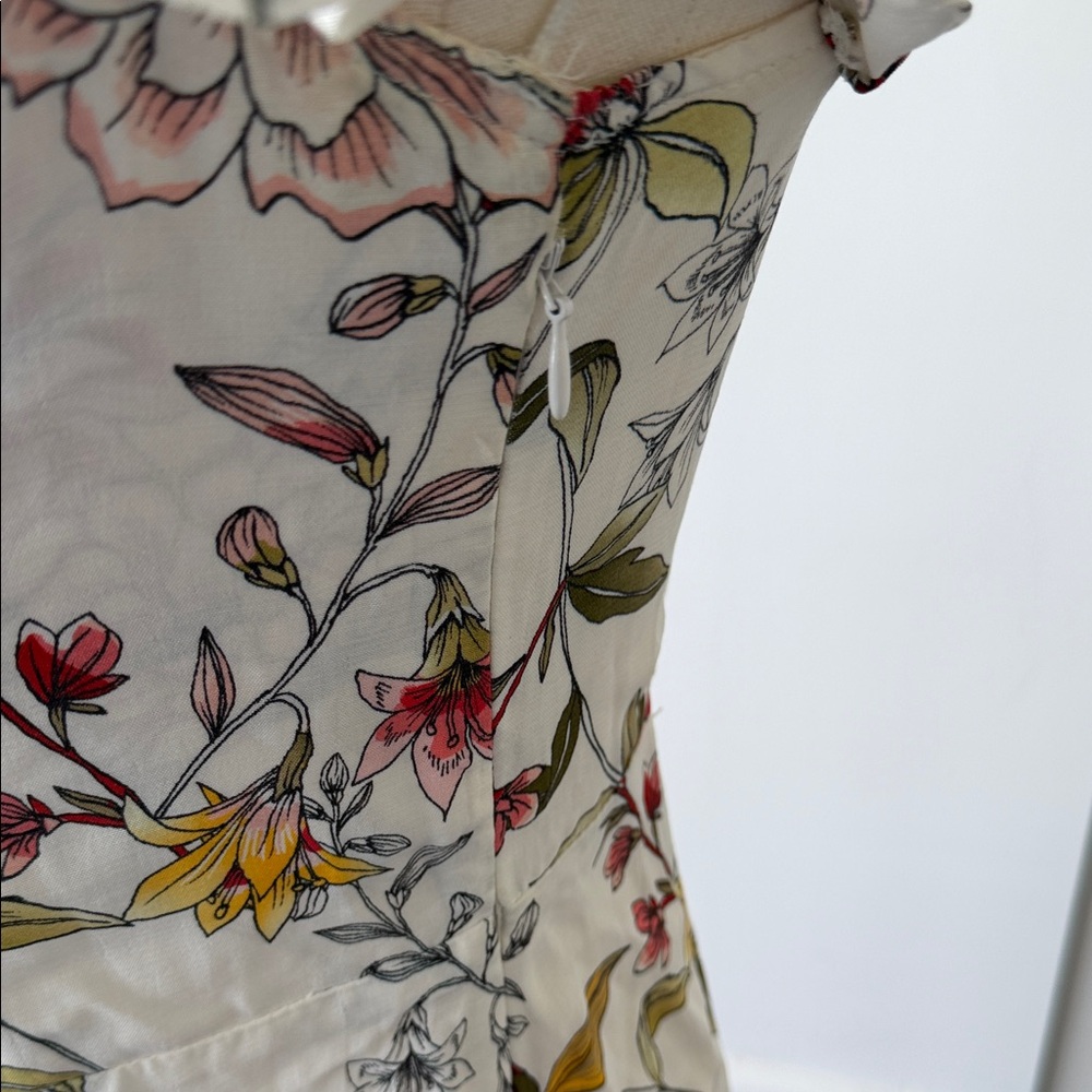 Floral Off-Shoulder Maxi Dress - White with Pink & Green Floral Print - Picture 4 of 6